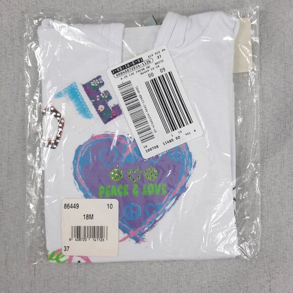 Flowers by Zoe Girls Hoodie 18M White Peace Love Graphic Rhinestone Y2K Retro - Picture 4 of 9